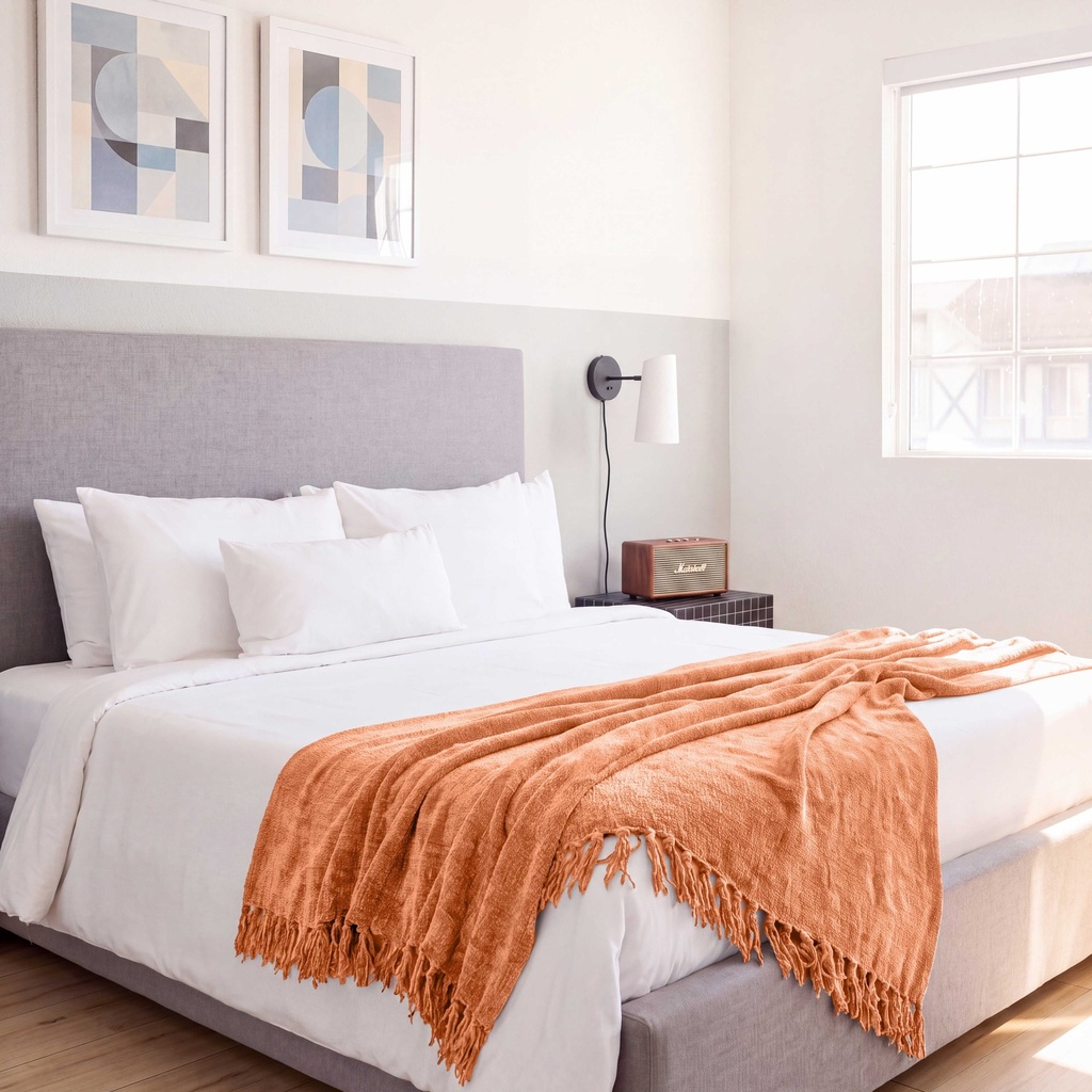 Camilla - Chenille Throw in Burnt Orange - Image 6
