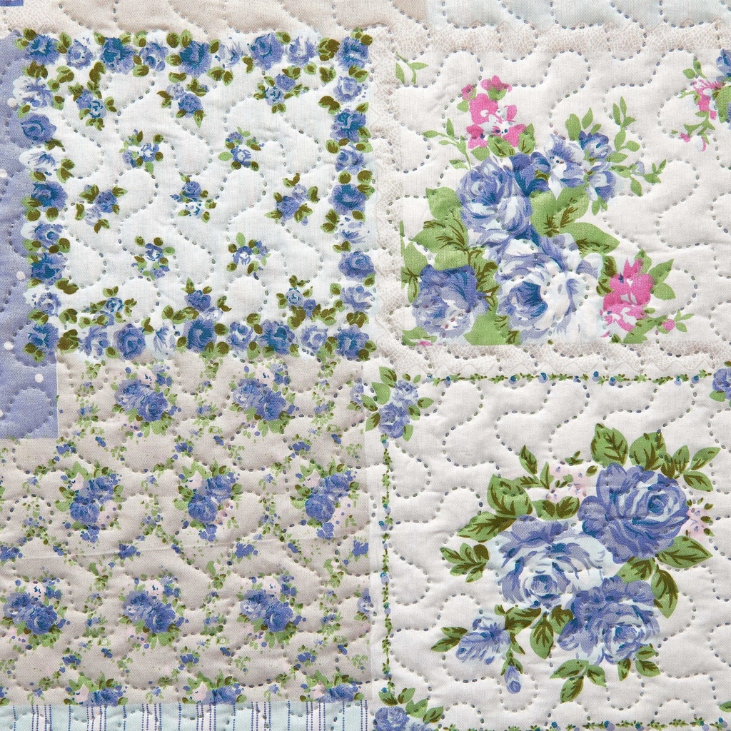 Devon - Quilted Patchwork Bedspread Set in Blue - Image 4