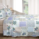 Devon - Quilted Patchwork Bedspread Set in Blue - Image 7