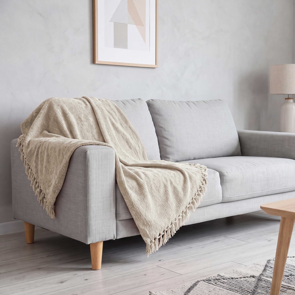 Camilla - Chenille Throw in Dove Grey - Image 5