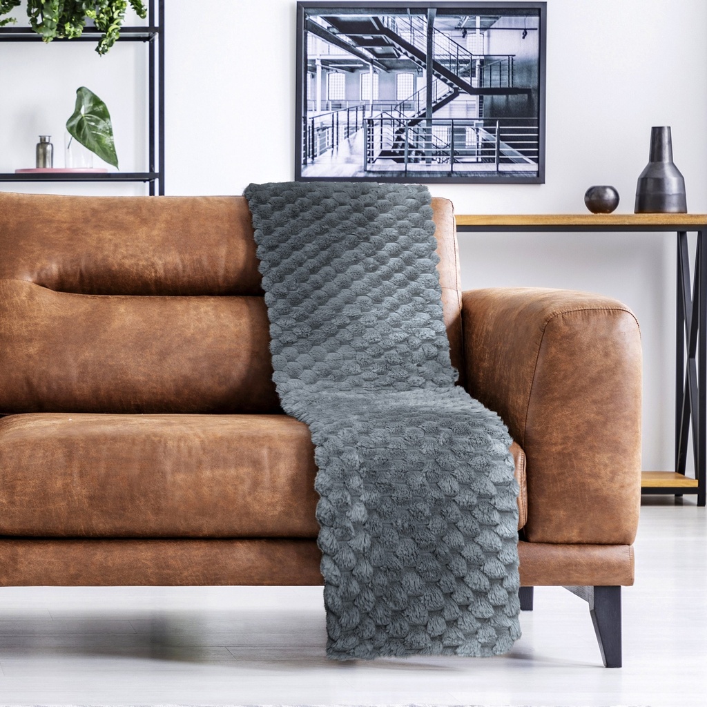 Leah Deluxe Throw in Charcoal - Image 2