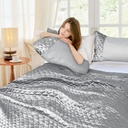 Elysium Collection - Quilted Sequin Velvet Bedspread Set in Silver - Image 2