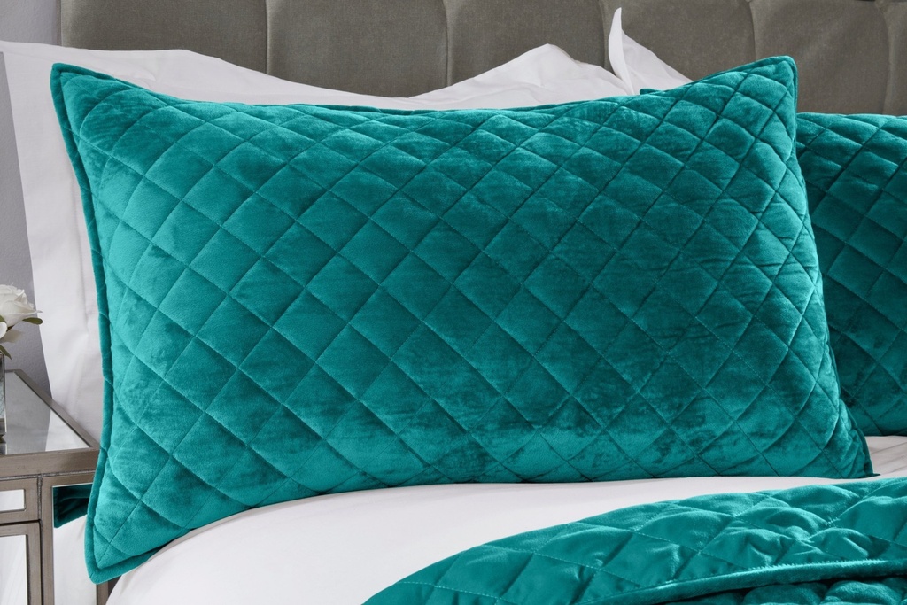 Banbury Collection - Quilted Soft Touch Velvet Bedspread Set in Emerald Green - Image 3