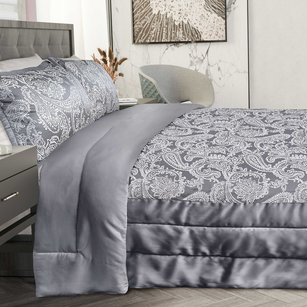 Cavendish Collection - Embellished Jacquard Quilted Bedspread Set in Silver - Image 7
