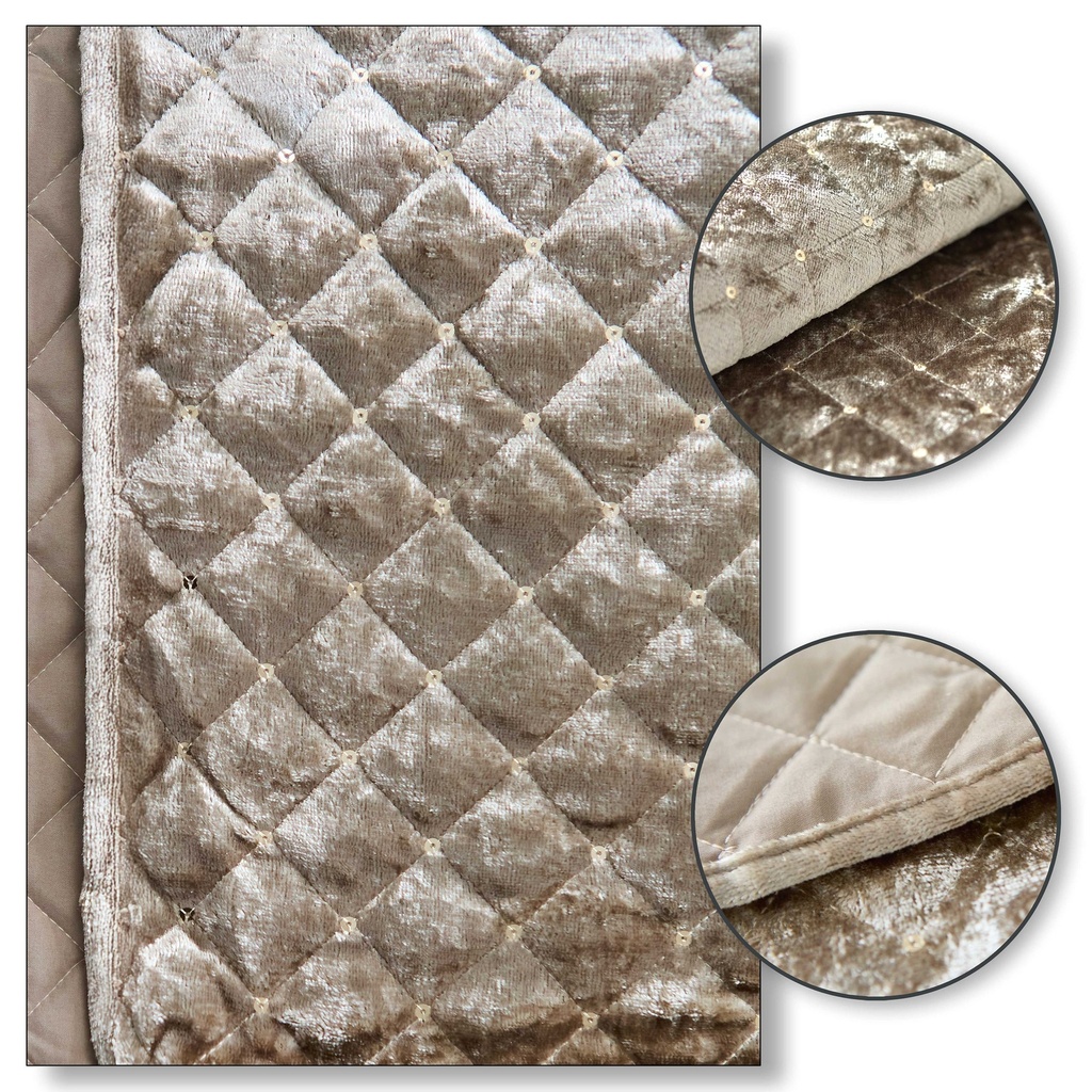 Elysium Collection - Quilted Sequin Velvet Bedspread Set in Mink - Image 6