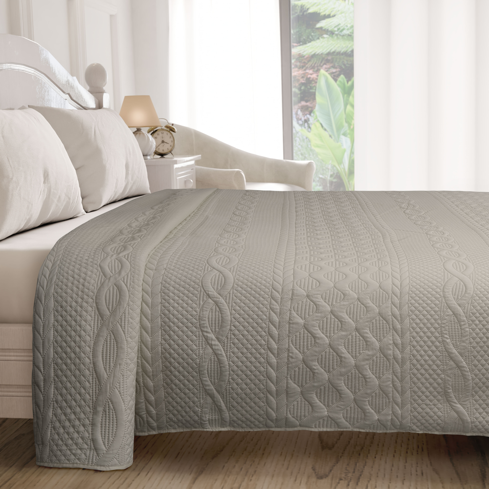 Eden - Quilted Bedspread Set in Stone - Image 4