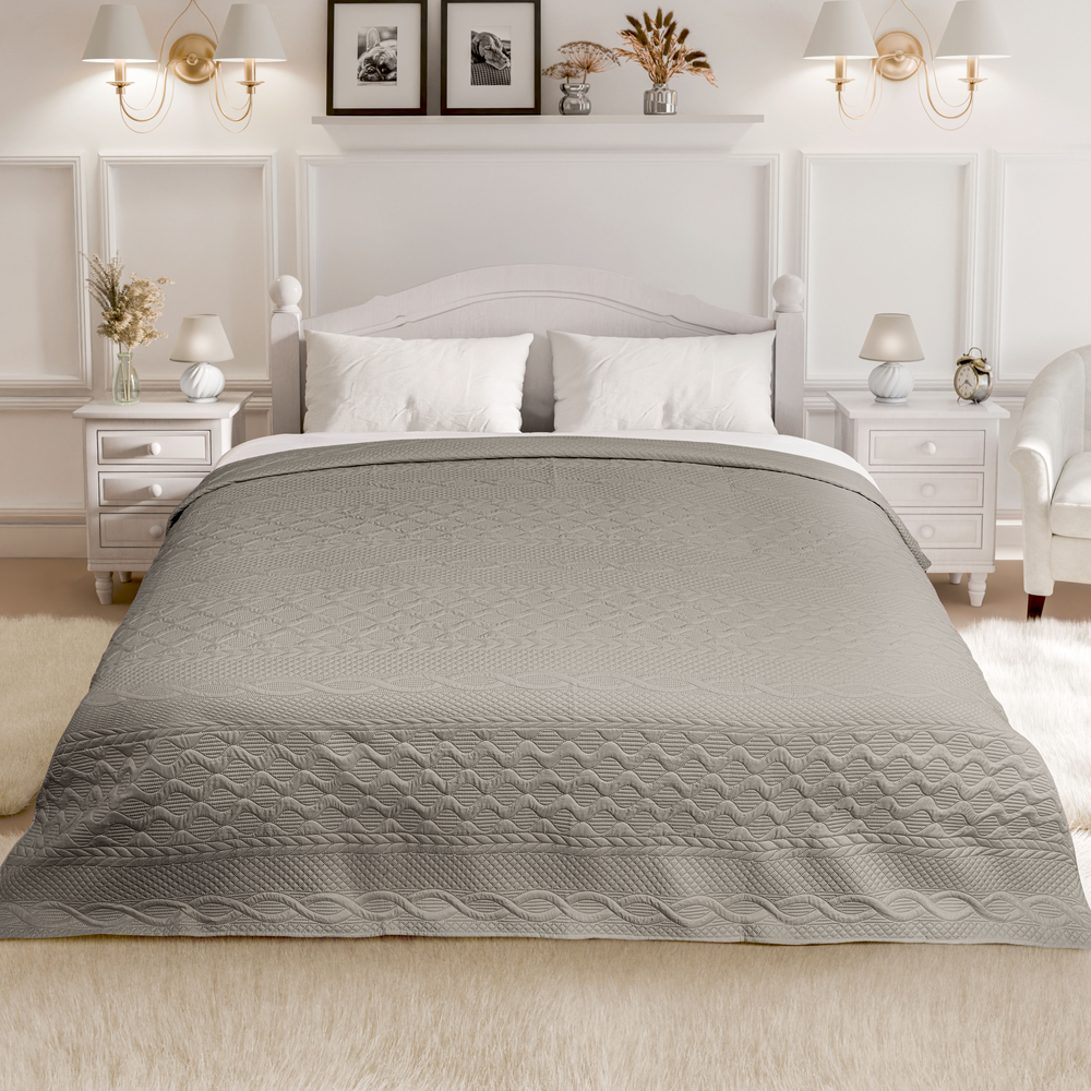 Eden - Quilted Bedspread Set in Stone - Image 6