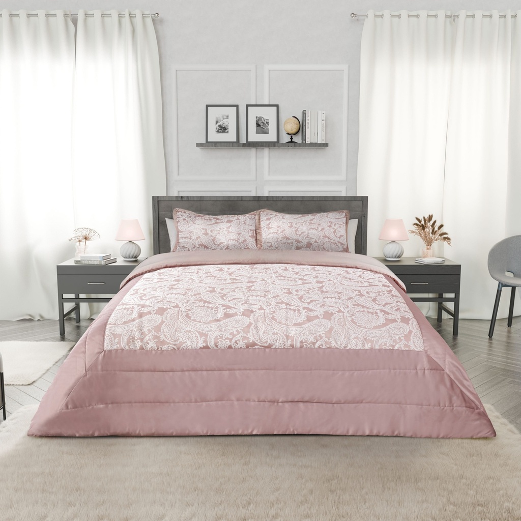 Cavendish Collection - Embellished Jacquard Quilted Bedspread Set in Blush Pink - Image 3