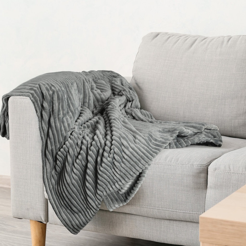 Dahlia - Fleece Throw in Charcoal - Image 2