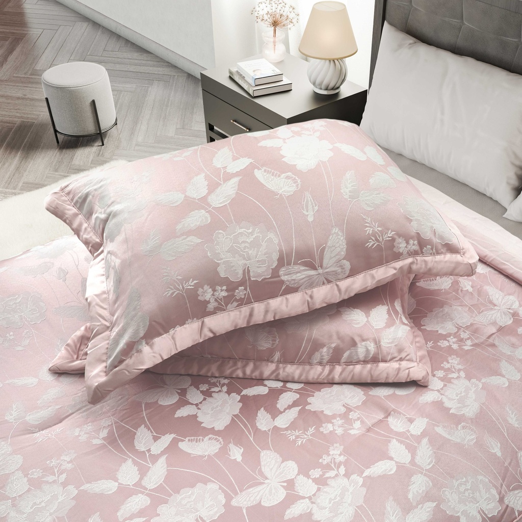 Meadows Collection - Embellished Jacquard Quilted Bedspread Set in Blush Pink - Image 2