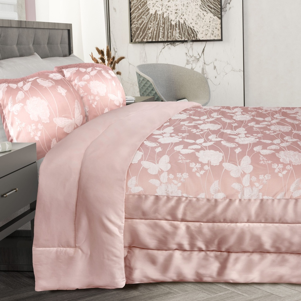 Meadows Collection - Embellished Jacquard Quilted Bedspread Set in Blush Pink - Image 7