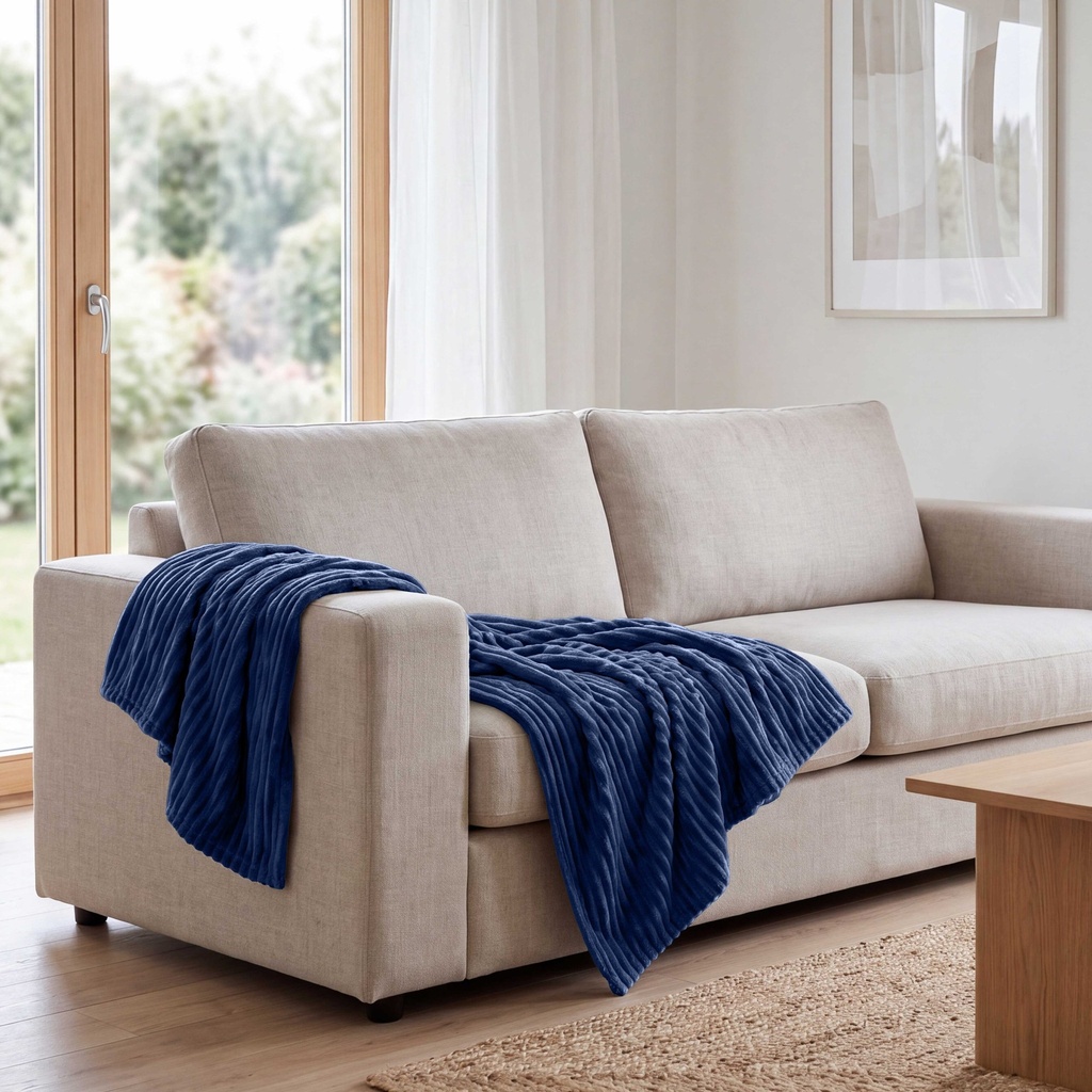 Dahlia - Fleece Throw in Navy - Image 6