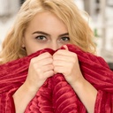 Dahlia - Fleece Throw in Red - Image 3
