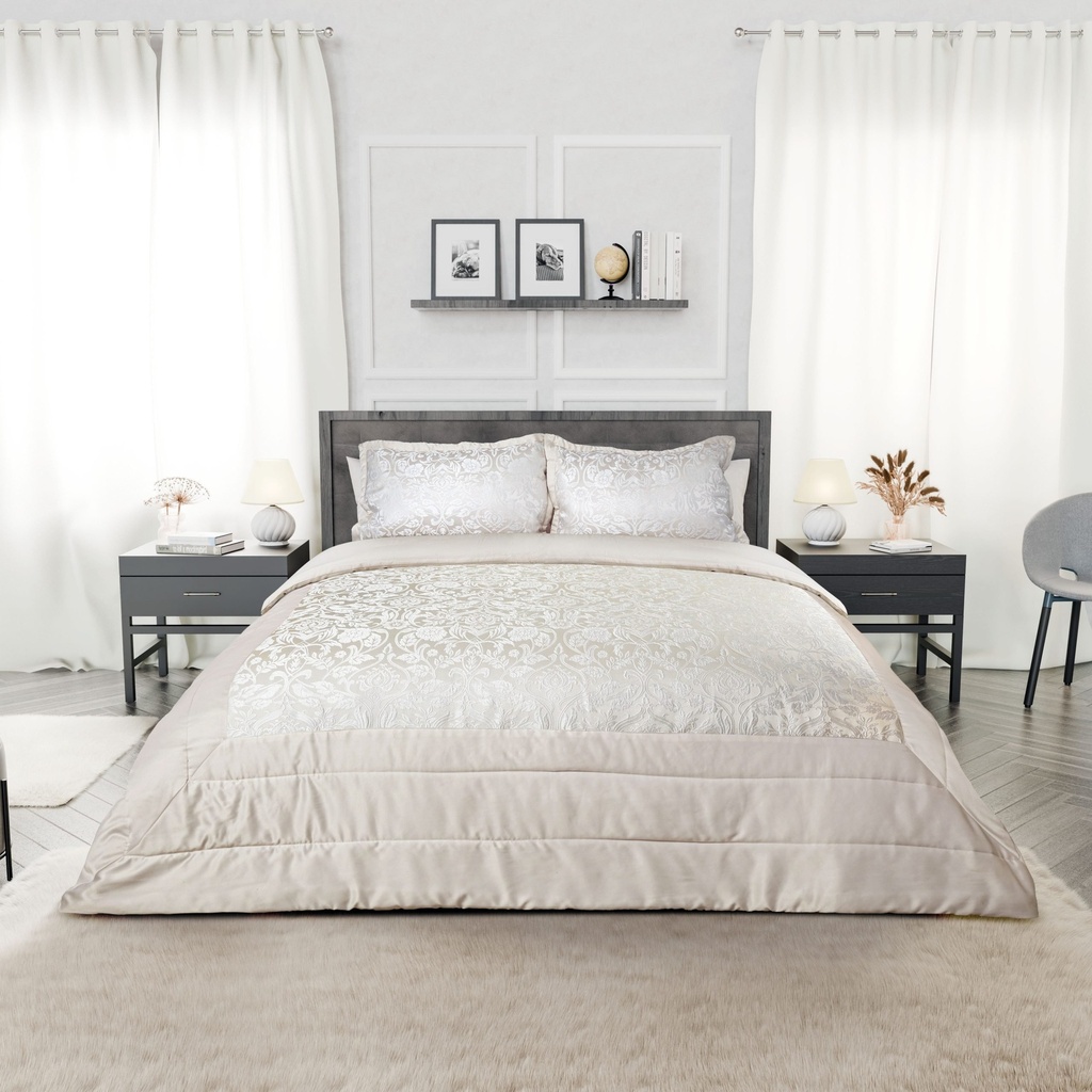 Harrow - Embellished Jacquard Quilted Bedspread Set in Cream - Image 5
