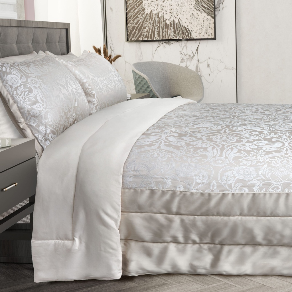 Harrow - Embellished Jacquard Quilted Bedspread Set in Cream - Image 7