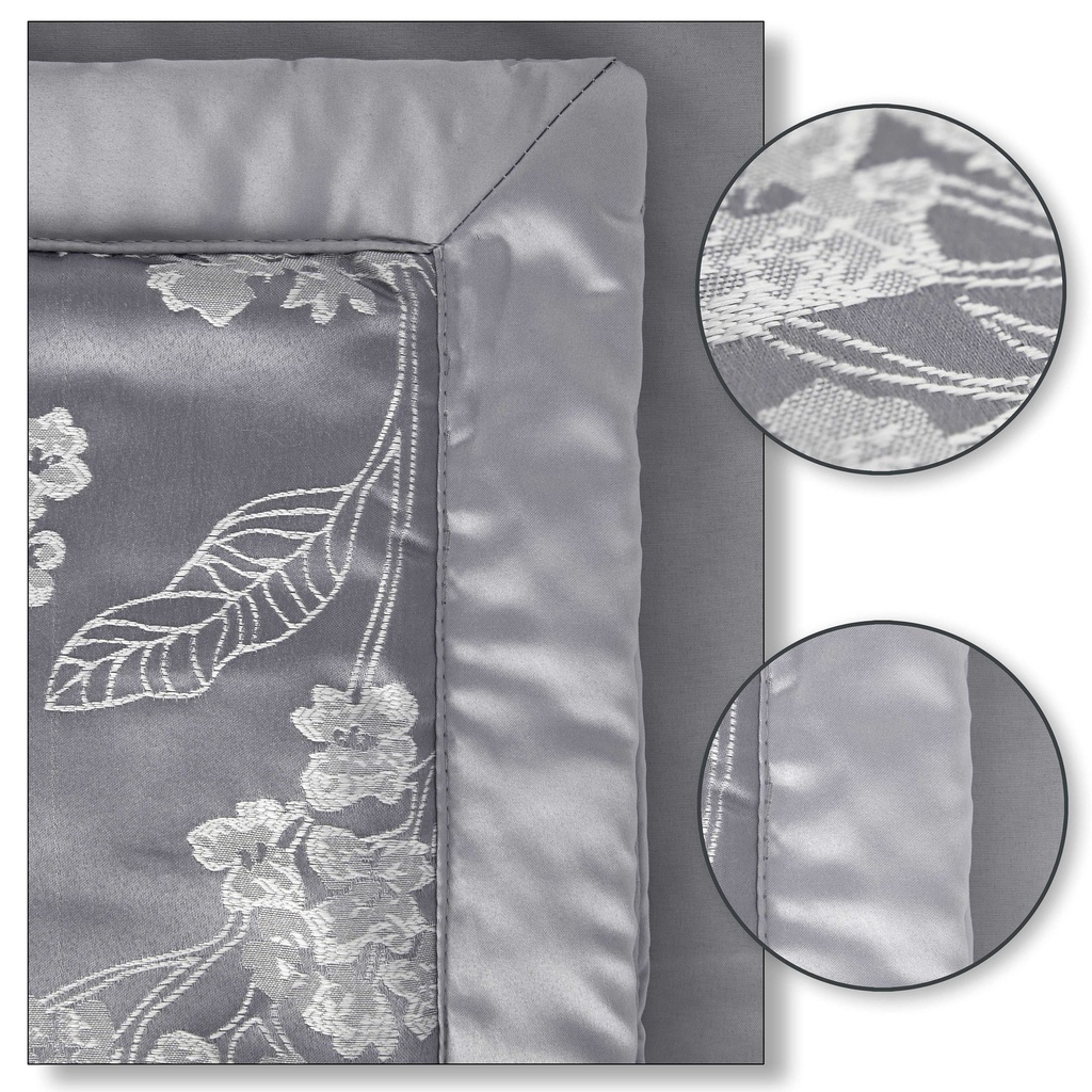 English Garden - Embellished Jacquard Quilted Bedspread Set in Silver - Image 5