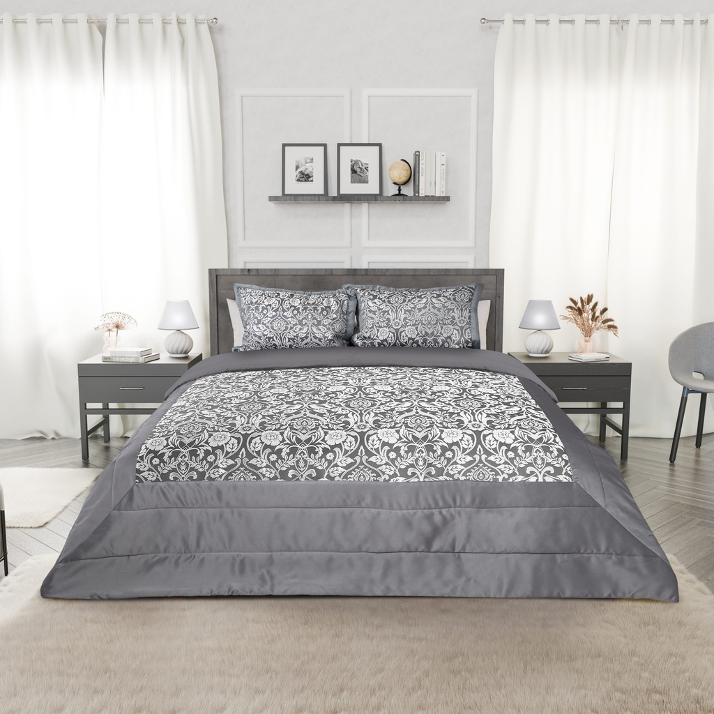 Harrow - Embellished Jacquard Quilted Bedspread Set in Silver - Image 5