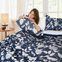 Meadows Collection - Embellished Jacquard Quilted Bedspread Set in Navy - Image 3