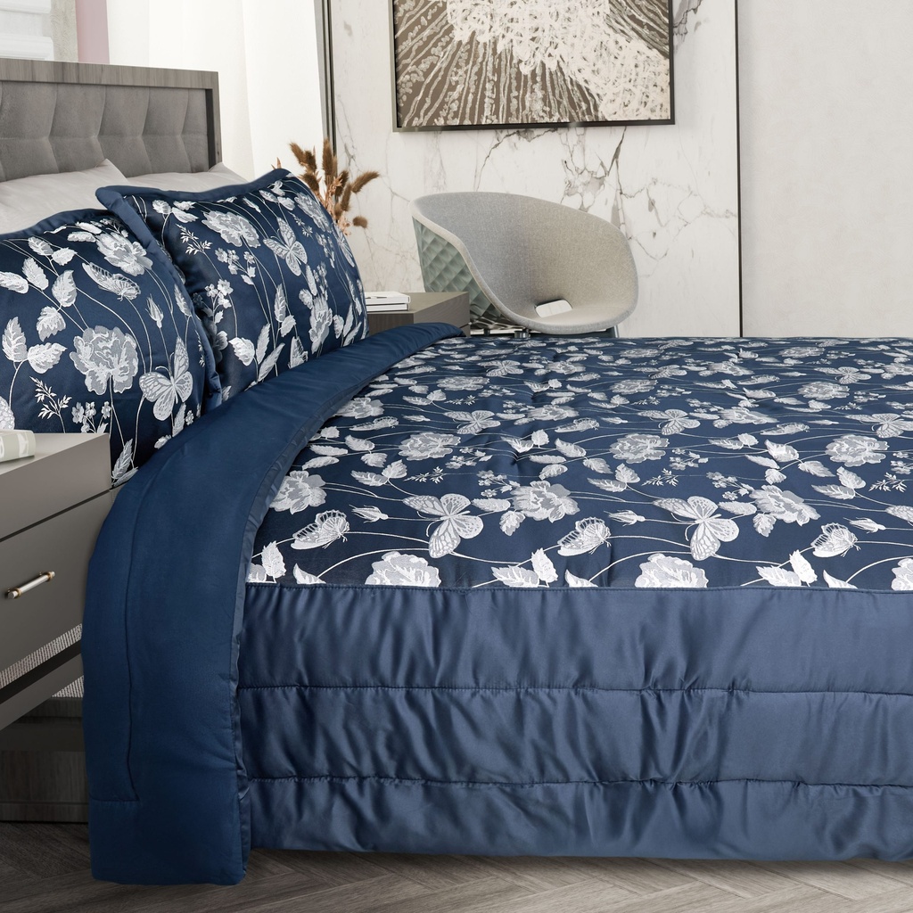 Meadows Collection - Embellished Jacquard Quilted Bedspread Set in Navy - Image 7