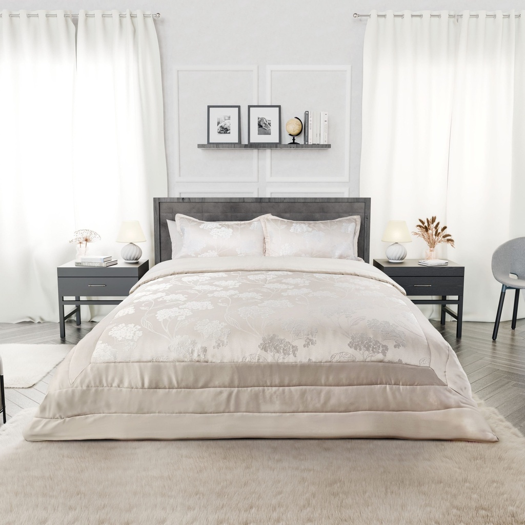 English Garden - Embellished Jacquard Quilted Bedspread Set in Cream - Image 4