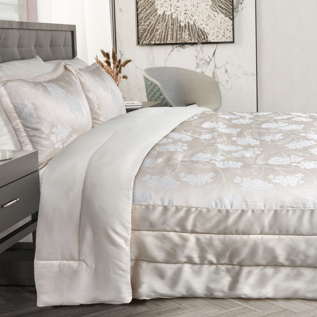 English Garden - Embellished Jacquard Quilted Bedspread Set in Cream - Image 6