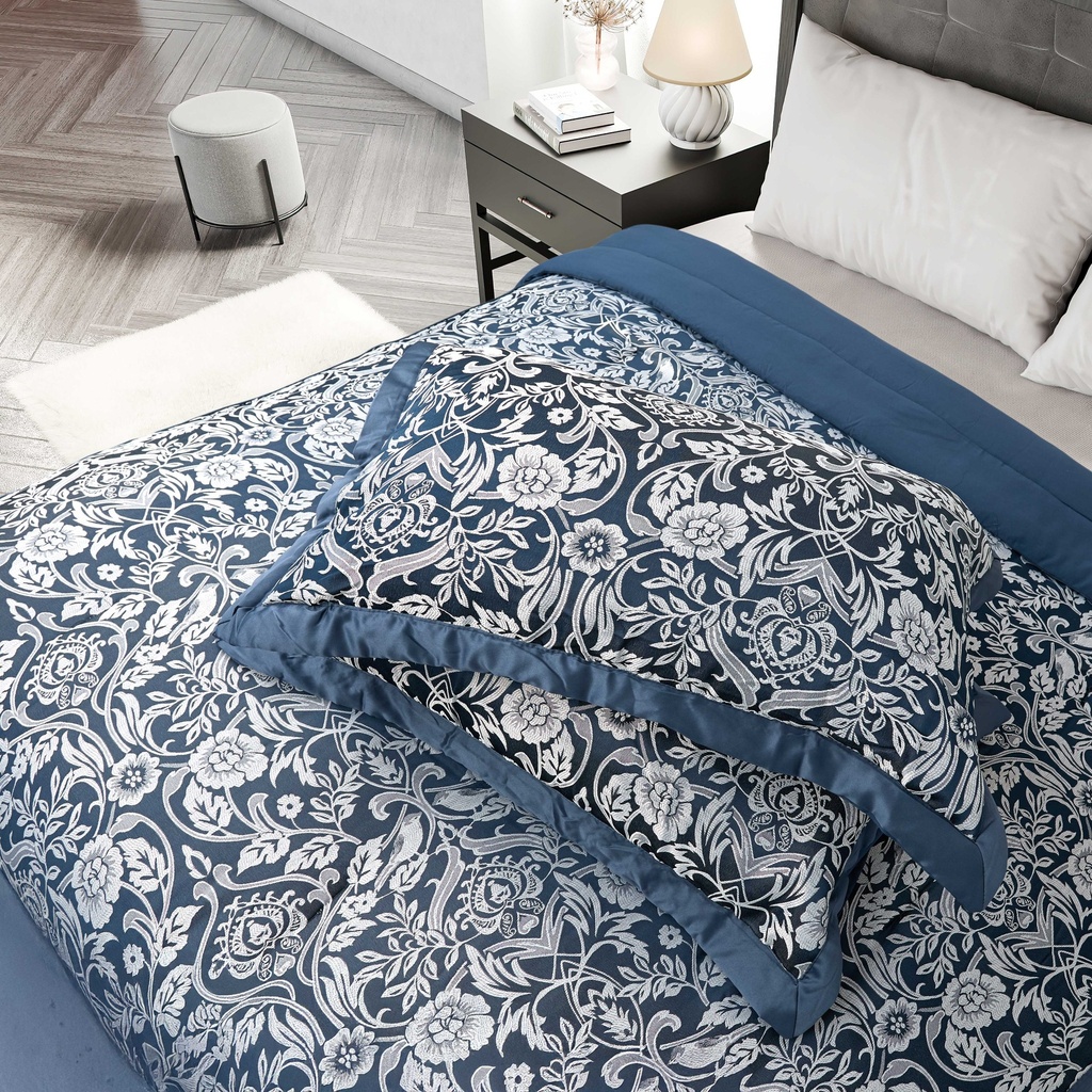 Harrow - Embellished Jacquard Quilted Bedspread Set in Navy - Image 2