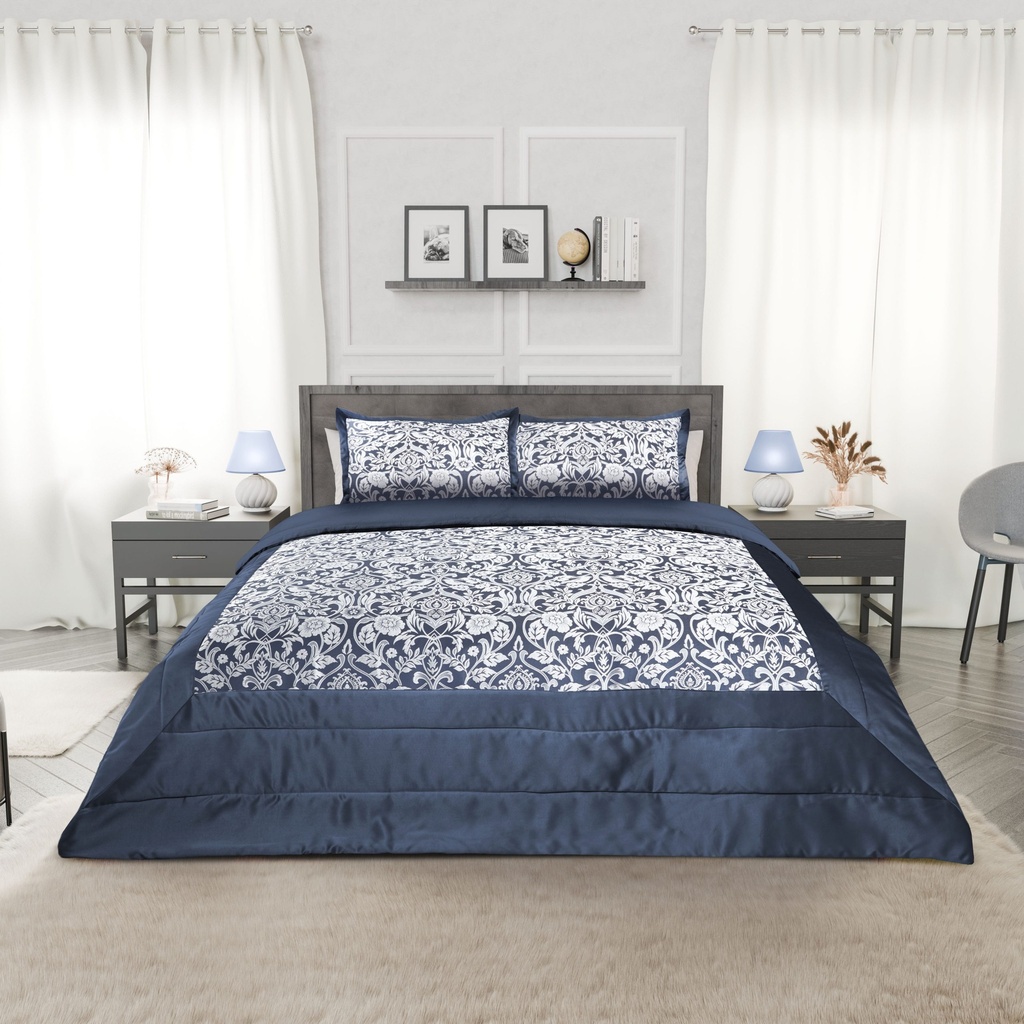 Harrow - Embellished Jacquard Quilted Bedspread Set in Navy - Image 5