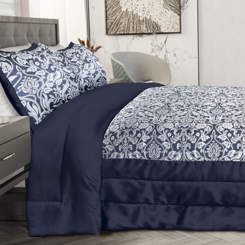 Harrow - Embellished Jacquard Quilted Bedspread Set in Navy - Image 7