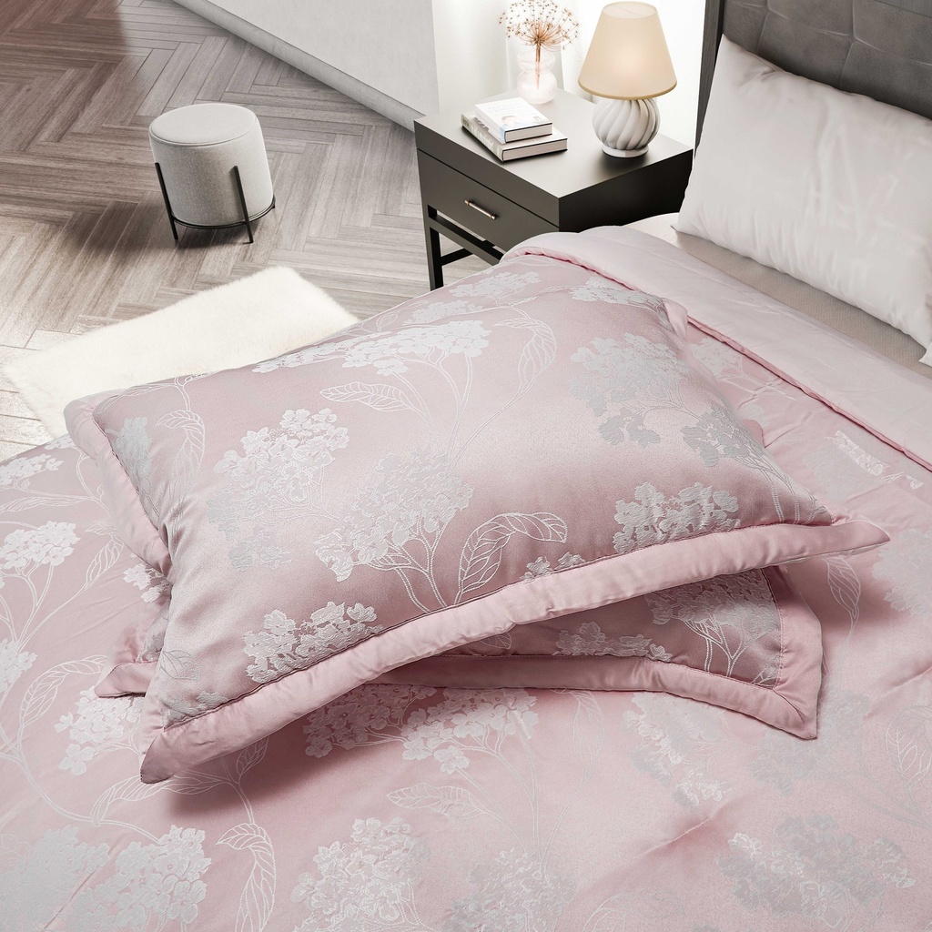 English Garden - Embellished Jacquard Quilted Bedspread Set in Blush Pink - Image 2