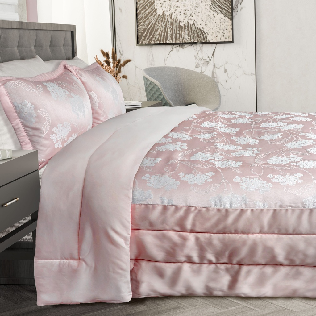 English Garden - Embellished Jacquard Quilted Bedspread Set in Blush Pink - Image 6