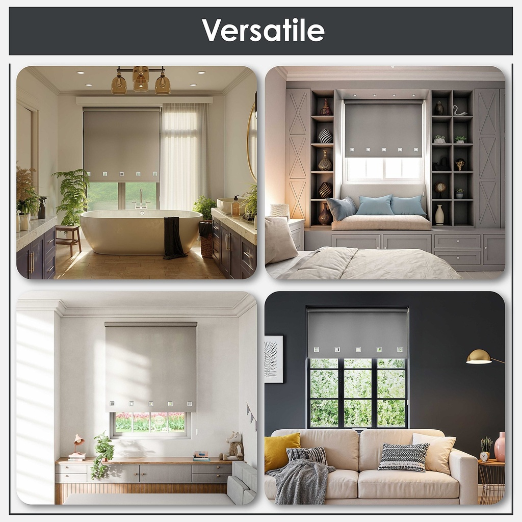 Square Eyelet Roller Blind in Grey - Image 2