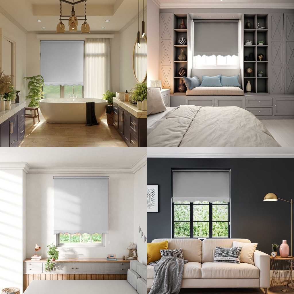 Scalloped Roller Blind in Grey - Image 2