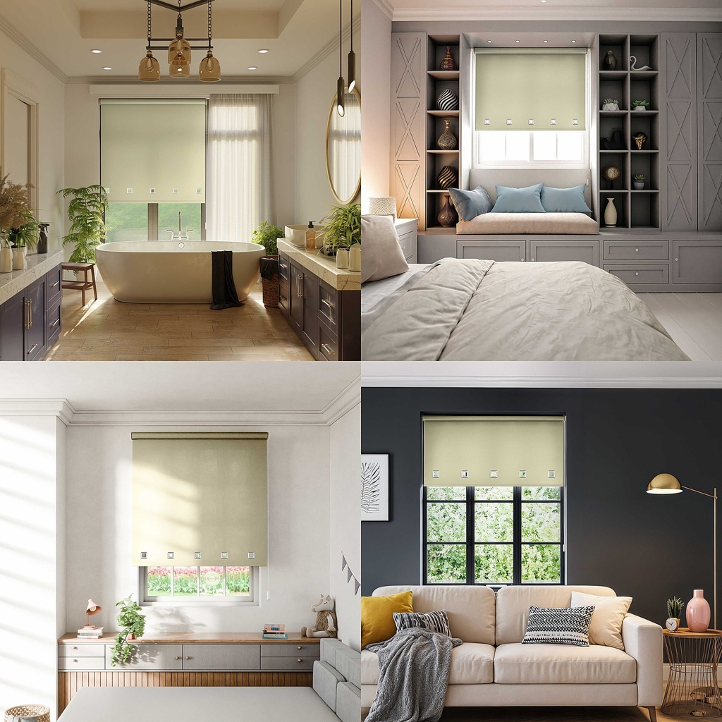 Square Eyelet Roller Blind in Cream - Image 2