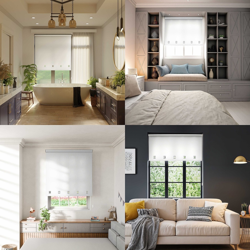 Square Eyelet Roller Blind in White - Image 2