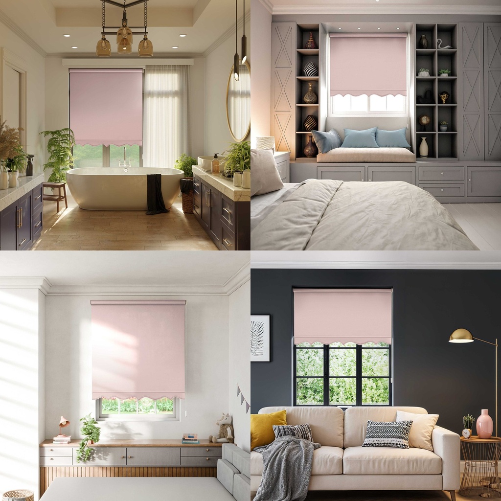 Scalloped Roller Blind in Blush Pink - Image 2