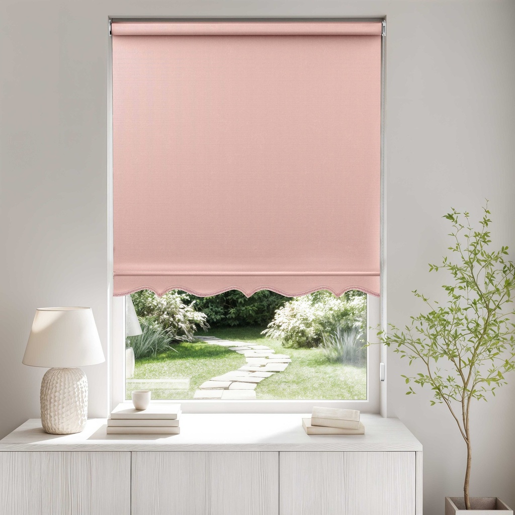Scalloped Roller Blind in Blush Pink - Image 5