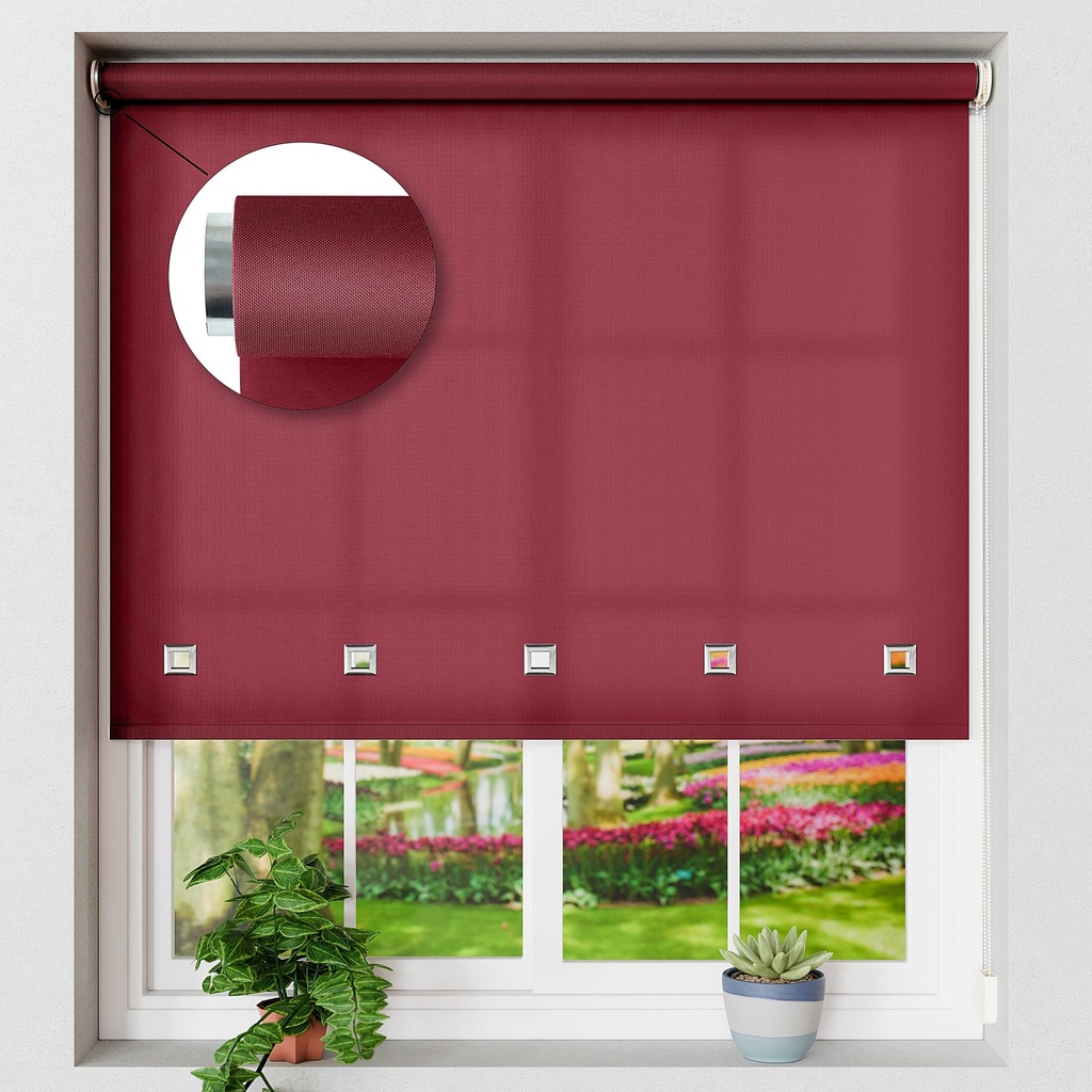 Square Eyelet Roller Blind in Red - Image 3