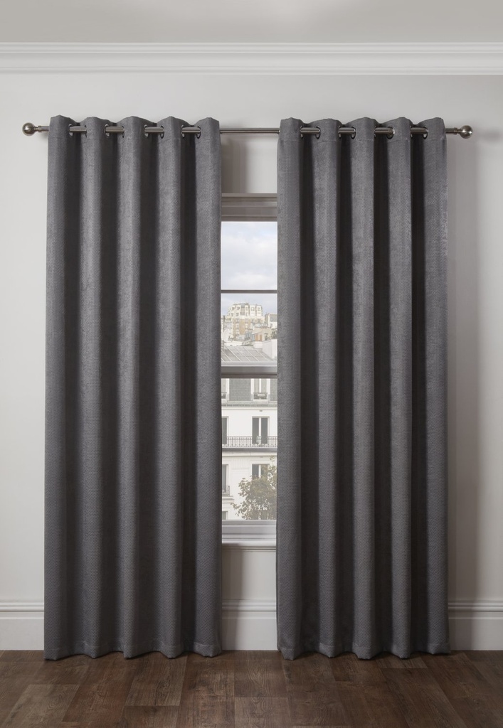 Metro Collection - Thermal Blackout Eyelet Curtains in Silver - Image 3