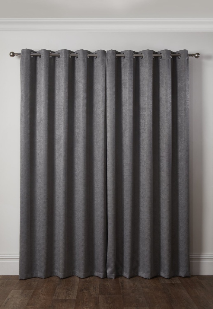 Metro Collection - Thermal Blackout Eyelet Curtains in Silver - Image 4