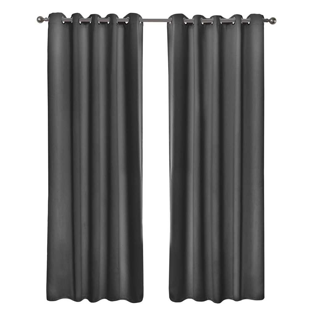 Essential Blackout Collection - Woven Thermal Blackout Eyelet Curtains in Charcoal - Image 2
