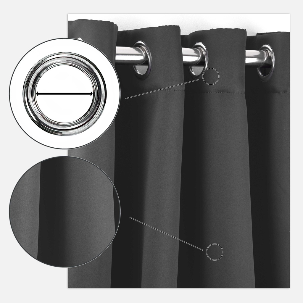 Essential Blackout Collection - Woven Thermal Blackout Eyelet Curtains in Charcoal - Image 3