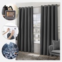 Essential Blackout Collection - Woven Thermal Blackout Eyelet Curtains in Charcoal - Image 5