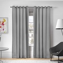Essential Blackout Collection - Woven Blackout Eyelet Curtains in Grey - Image 3