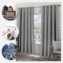 Essential Blackout Collection - Woven Blackout Eyelet Curtains in Grey - Image 4