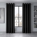 Essential Blackout Collection - Woven Blackout Eyelet Curtains in Black - Image 3