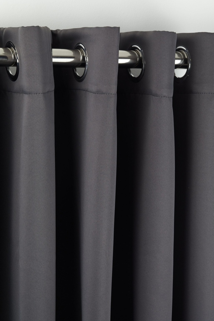 Essential Blackout Collection - Woven Thermal Blackout Eyelet Door Curtain in Charcoal grey - Image 3