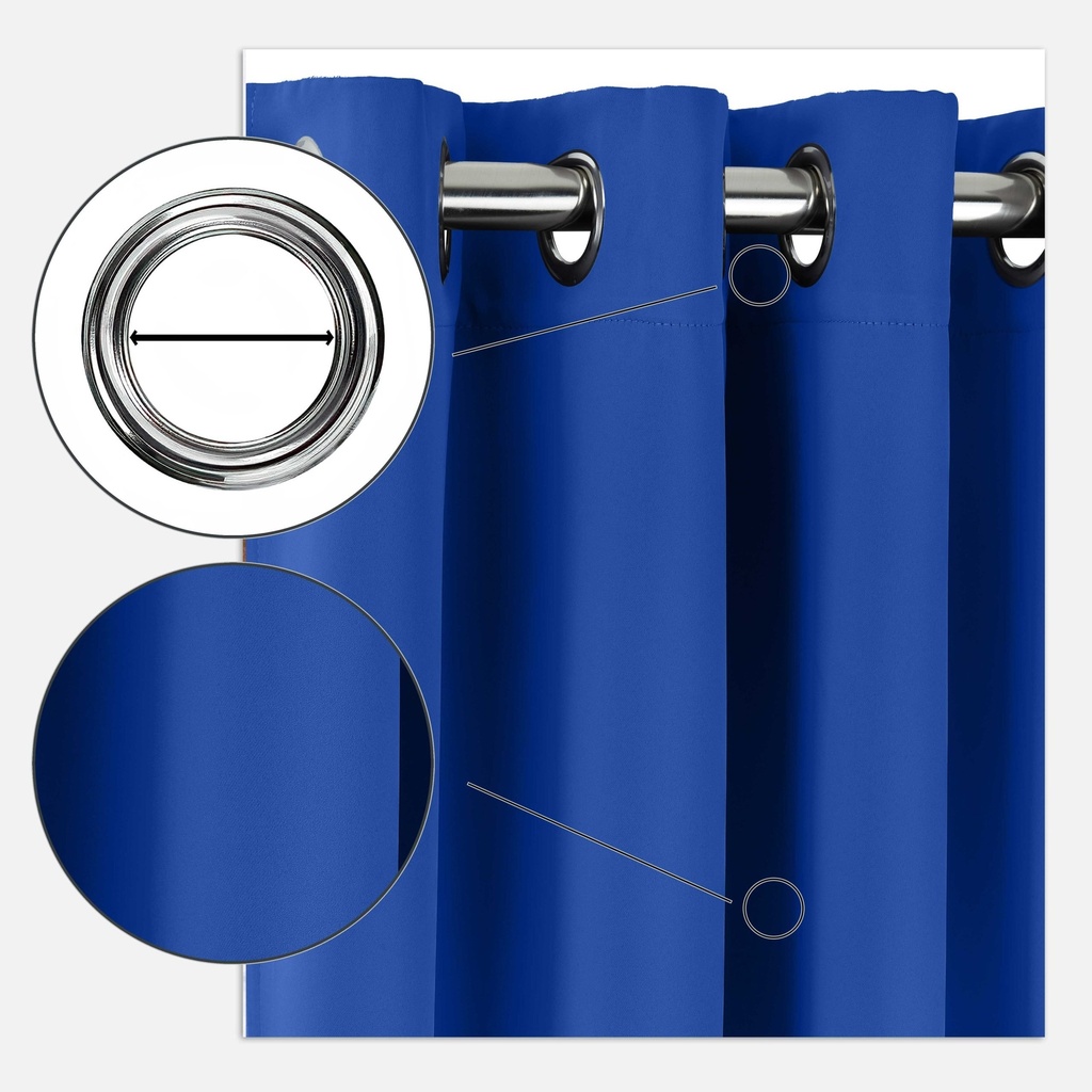 Essential Blackout Collection - Woven Blackout Eyelet Curtains in Blue - Image 2