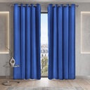 Essential Blackout Collection - Woven Blackout Eyelet Curtains in Blue - Image 3