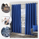 Essential Blackout Collection - Woven Blackout Eyelet Curtains in Blue - Image 4