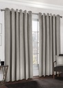 Deco Collection - Embossed Velvet Woven Thermal Blackout Eyelet Curtains in Stone - Image 2